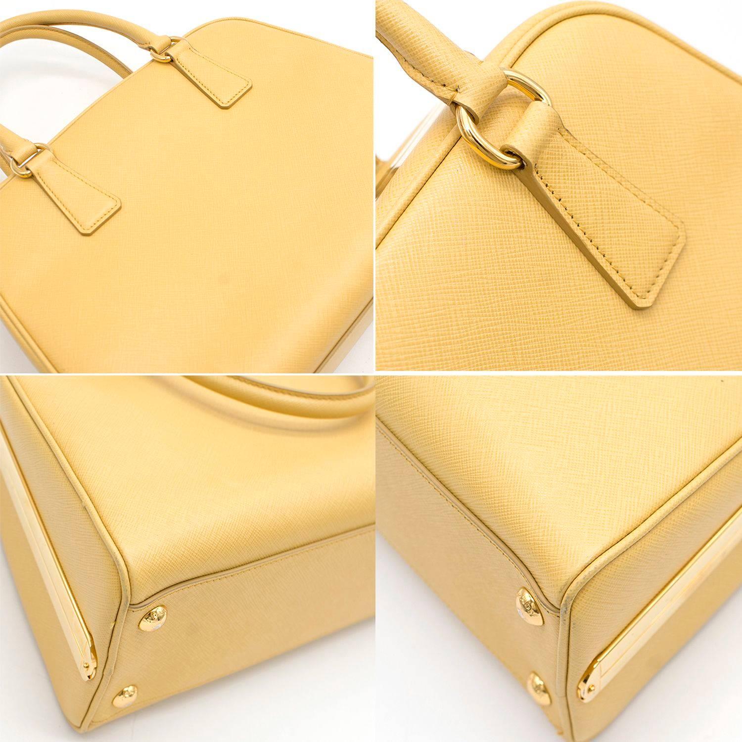Prada Pyramid Canary Yellow Top Handle Bag In Excellent Condition For Sale In London, GB