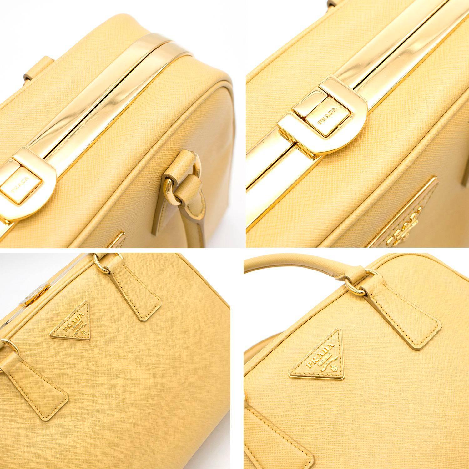 Women's Prada Pyramid Canary Yellow Top Handle Bag For Sale