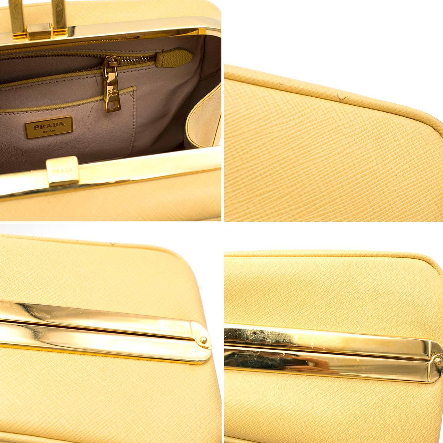 Prada Pyramid Canary Yellow Top Handle Bag For Sale 2