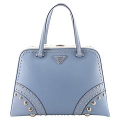 Prada Pyramid Top Handle Bag Studded Saffiano Leather Medium