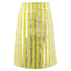 Prada Python and Suede Neon Striped Midi Skirt
