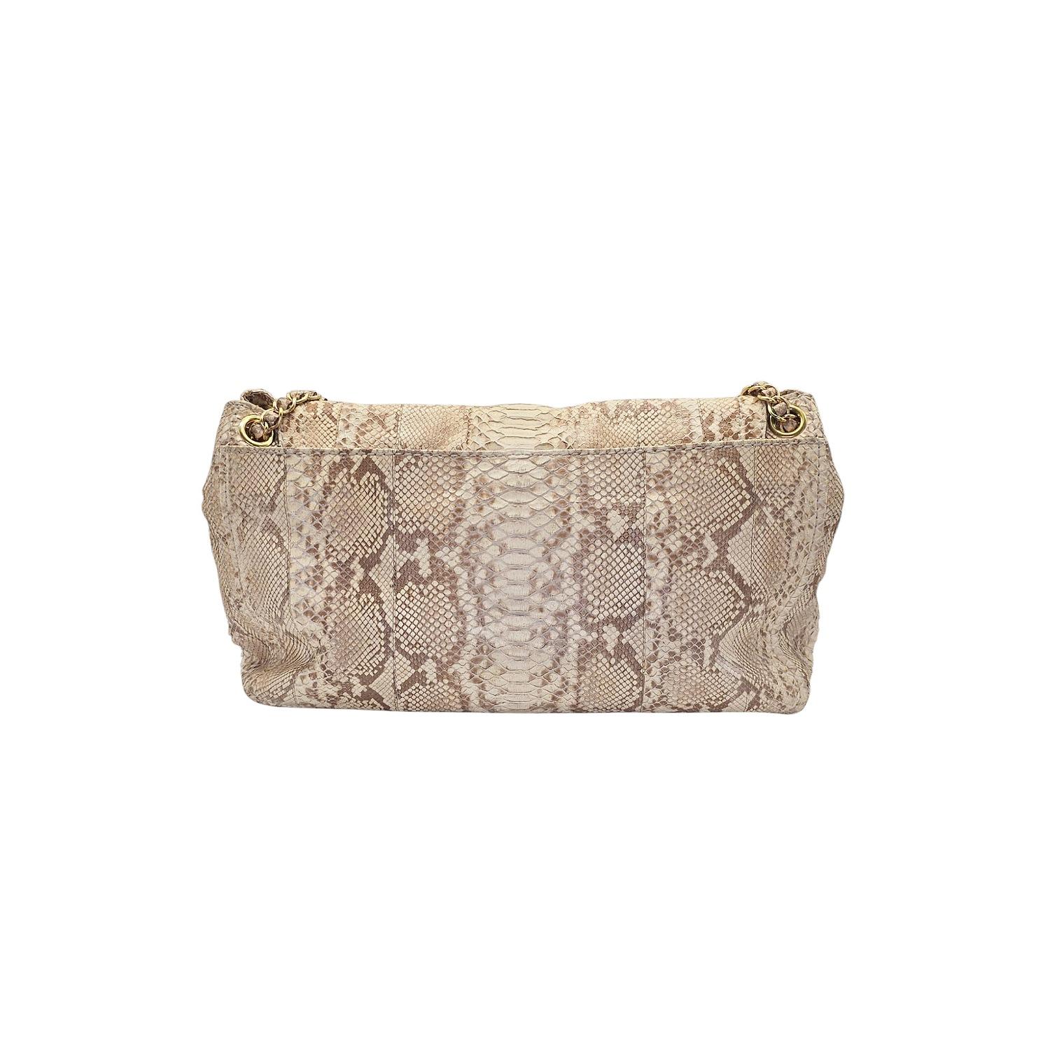 Brown Prada Python Delave Patina Chain-link Shoulder Bag For Sale