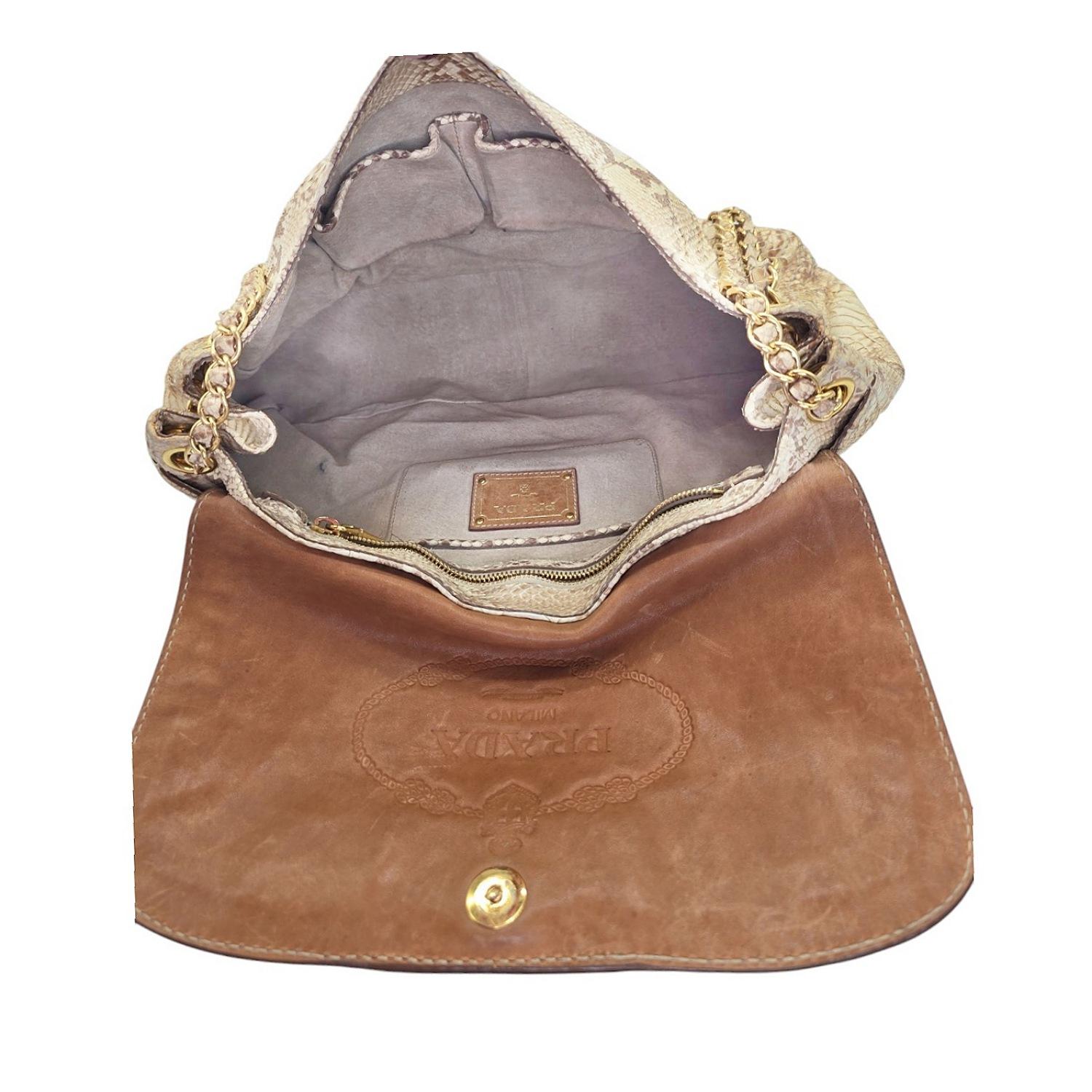 Prada Python Delave Patina Chain-link Shoulder Bag For Sale 1