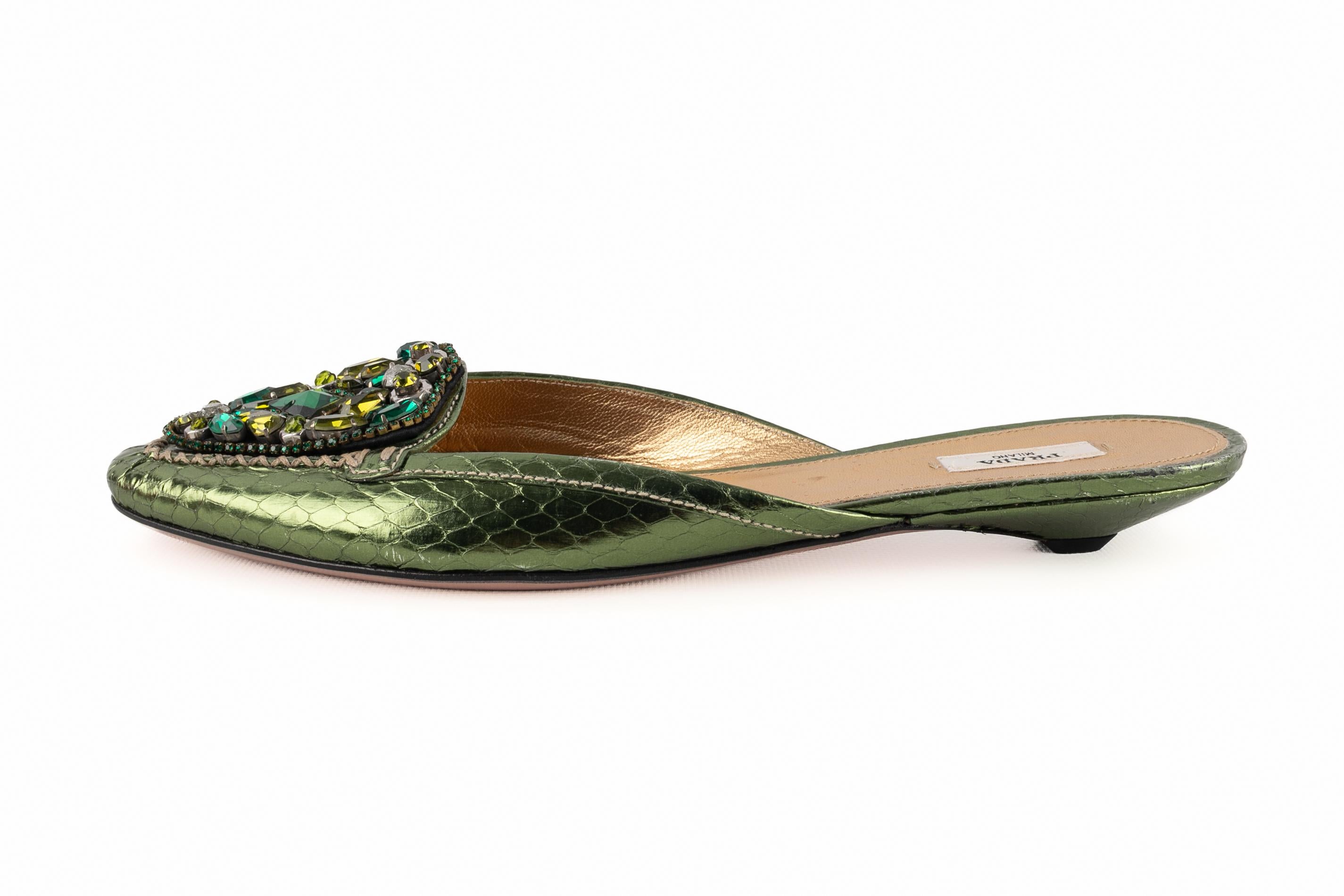 Brown Prada Python mules