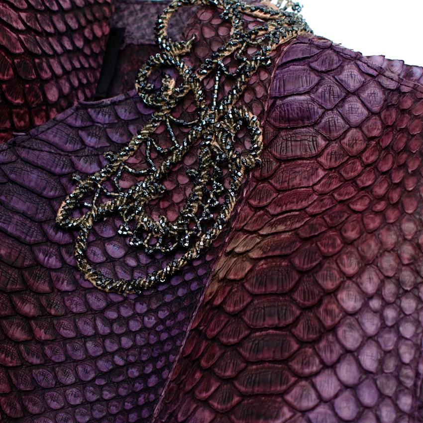Black Prada Python Purple Embellished Belted Coat For Sale