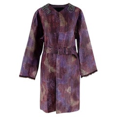 Prada Python Purple Embellished Belted Coat