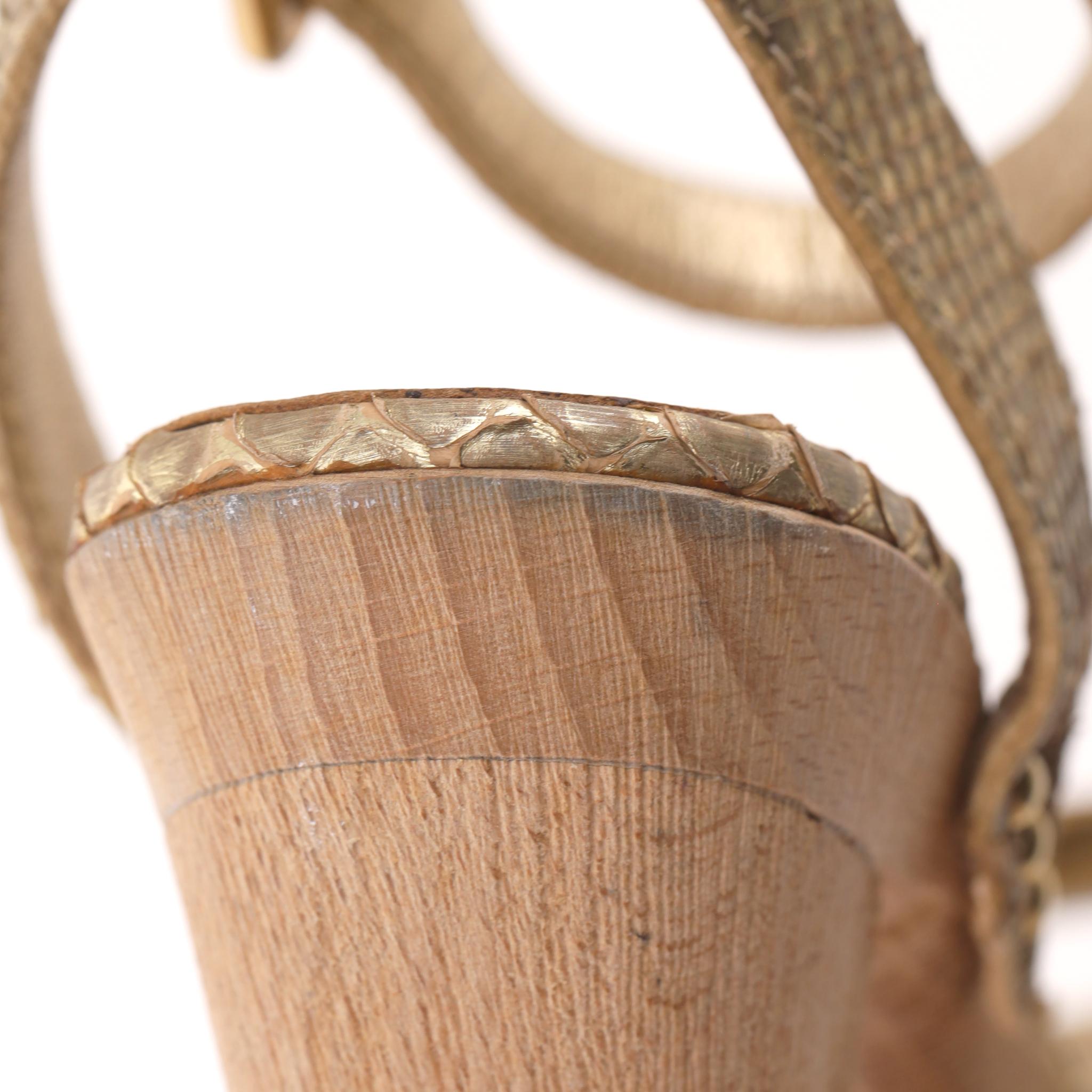 Prada Python Skin Studded Wooden Heel Clog Sandals en vente 4