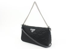 Prada Quilted  Black Tessuto Nylon Chain Impuntu Bandoliera Convertible 2p32