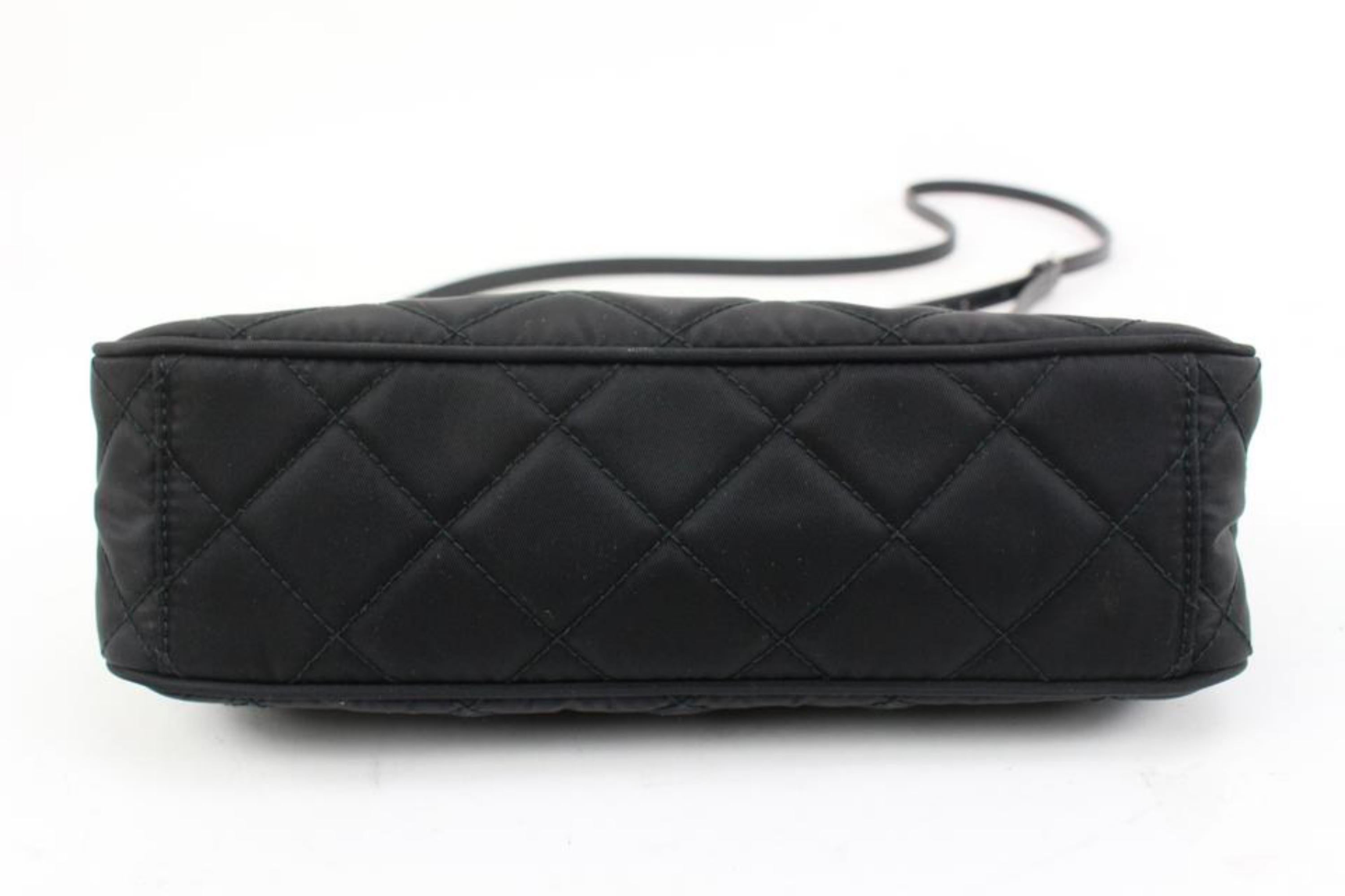 Prada Quilted  Black Tessuto Nylon Chain Impuntu Bandoliera Convertible 2p32 1