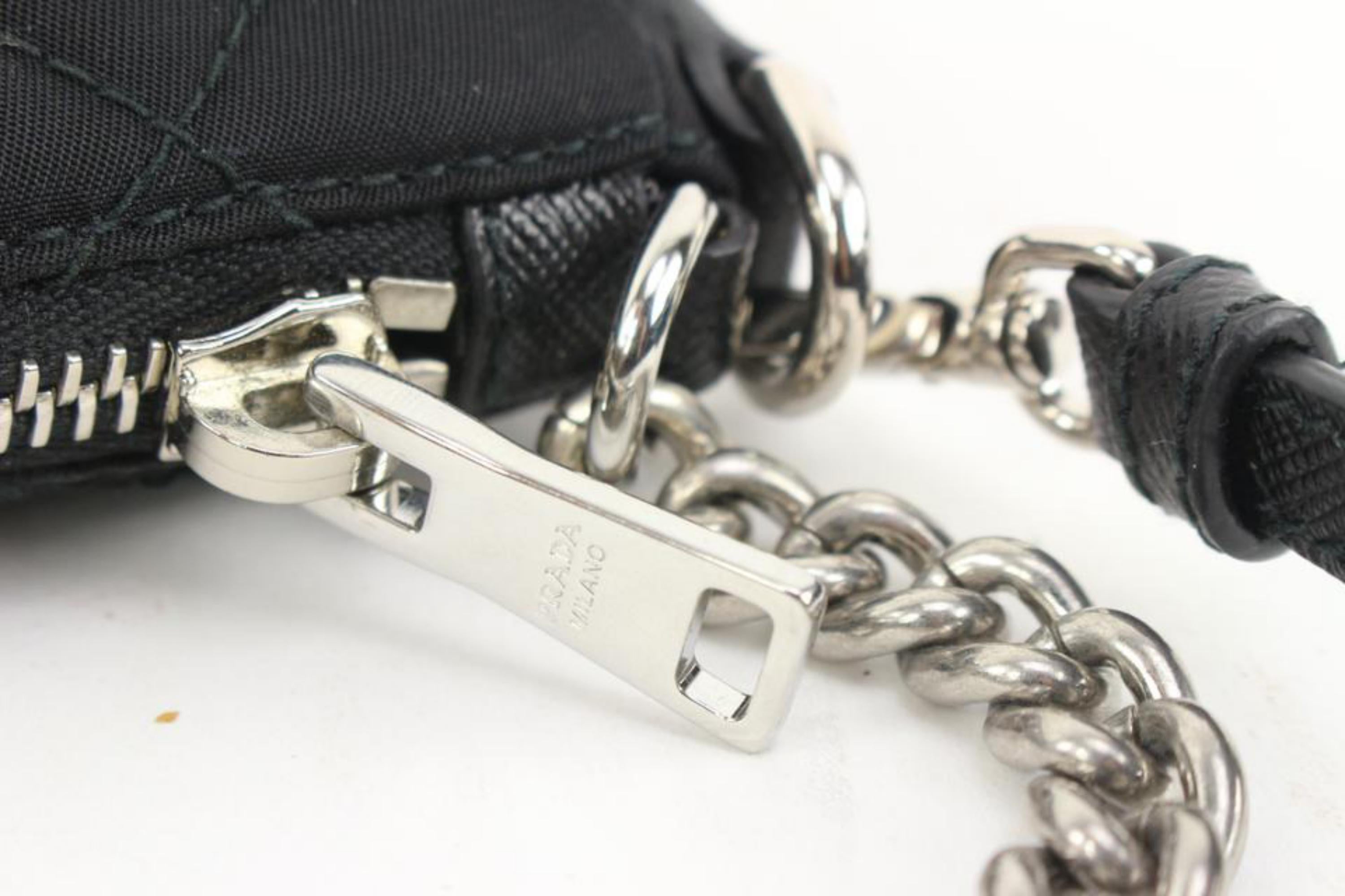 Prada Quilted  Black Tessuto Nylon Chain Impuntu Bandoliera Convertible 2p32 2
