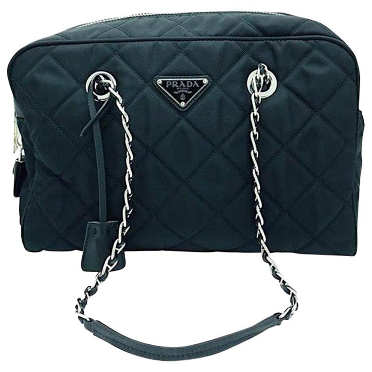 PRADA Quilted Nylon Tessuto Impuntu Bag - Black Nylon For Sale at 1stDibs |  prada quilted nylon bag, prada quilted nylon chain bag, prada nylon quilted  bag