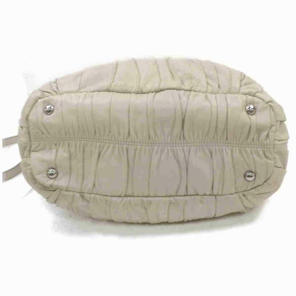 Prada Quilted Prada Hand Beige Leather with Strap 2way 855997 For Sale 1