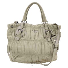 Prada Quilted Prada Hand Beige Leather with Strap 2way 855997