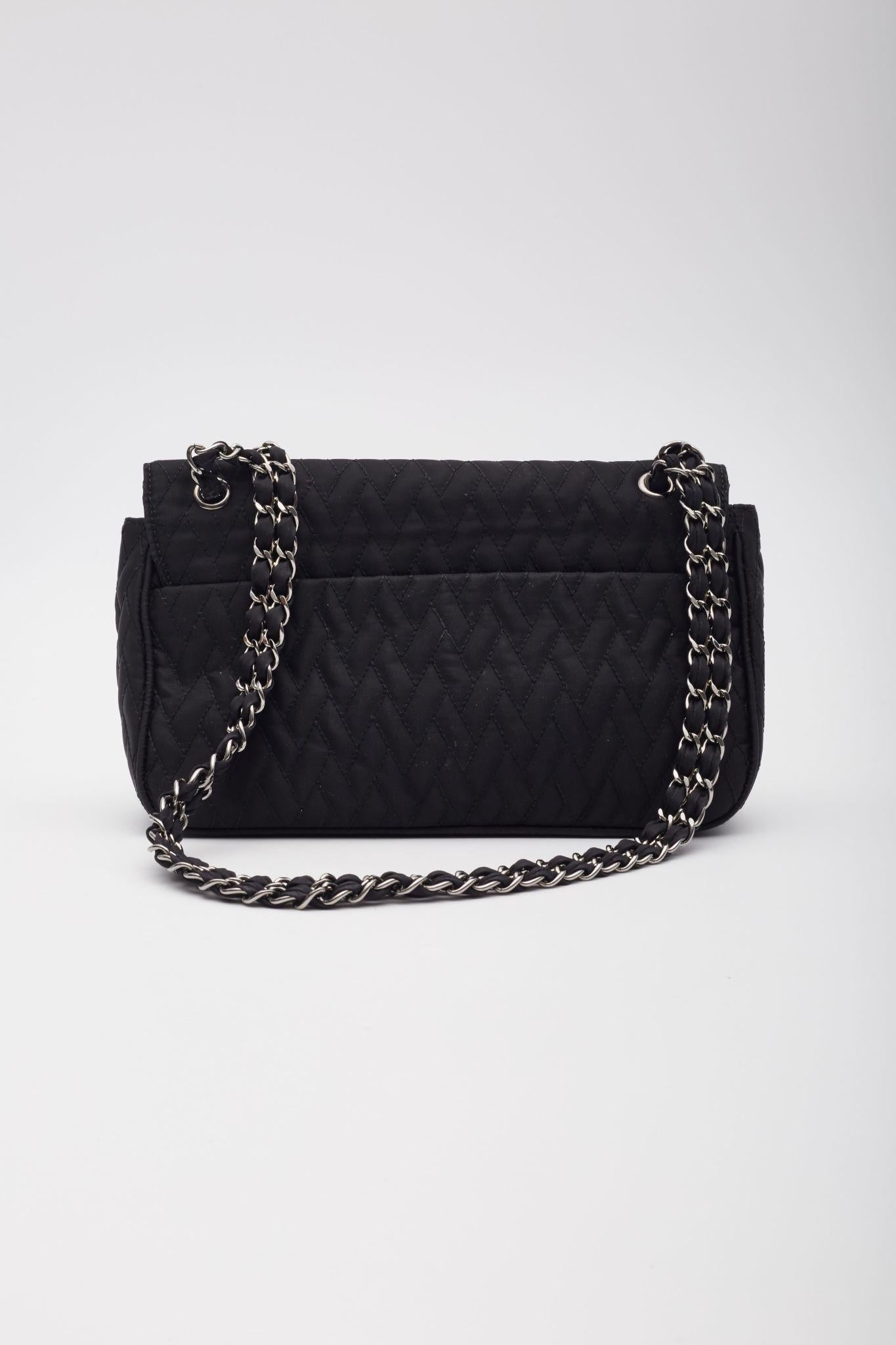 Prada Quilted Saffron & Nylon Impunture Shoulder Bag Black For Sale 2