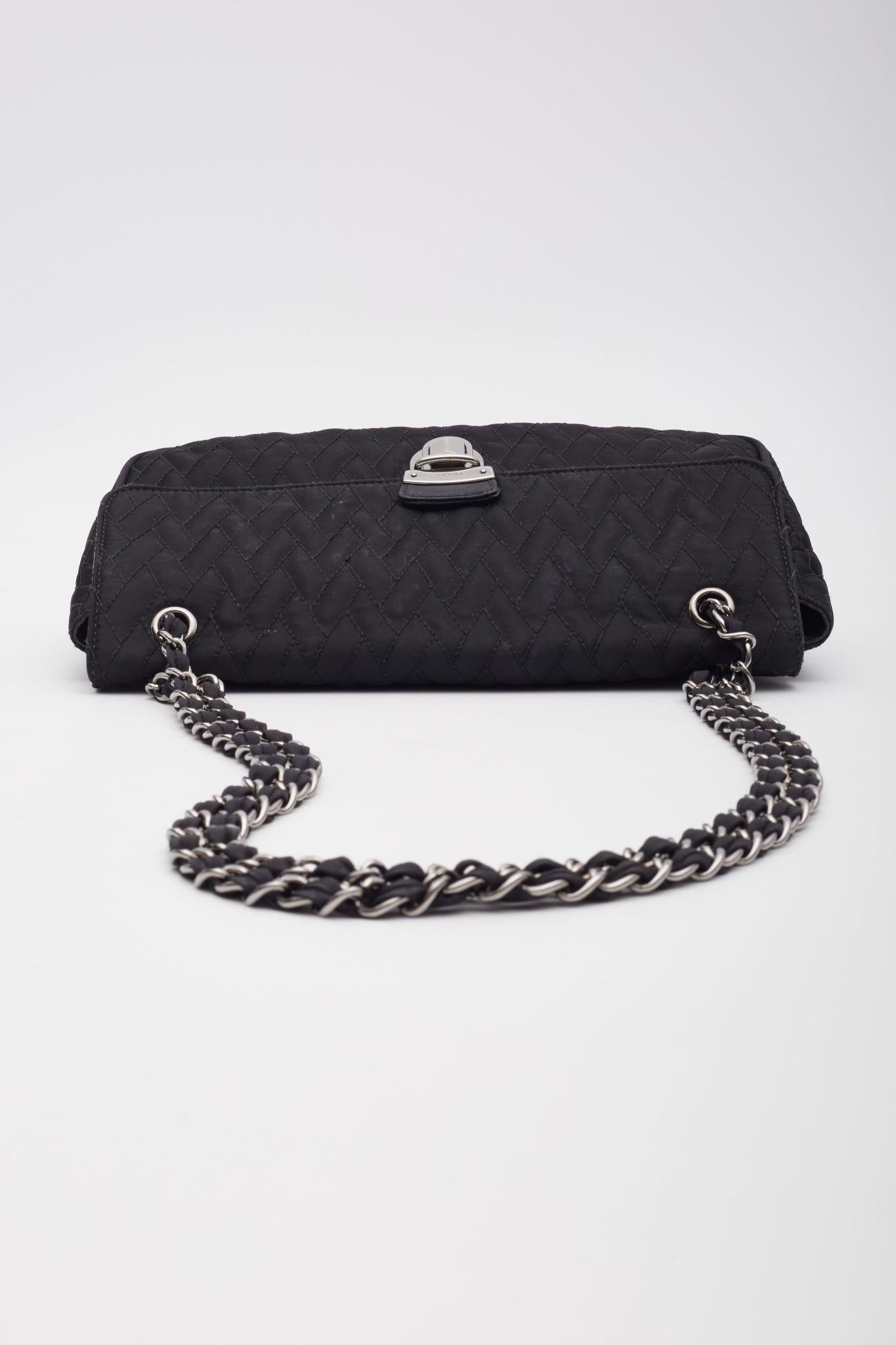 Prada Quilted Saffron & Nylon Impunture Shoulder Bag Black For Sale 4