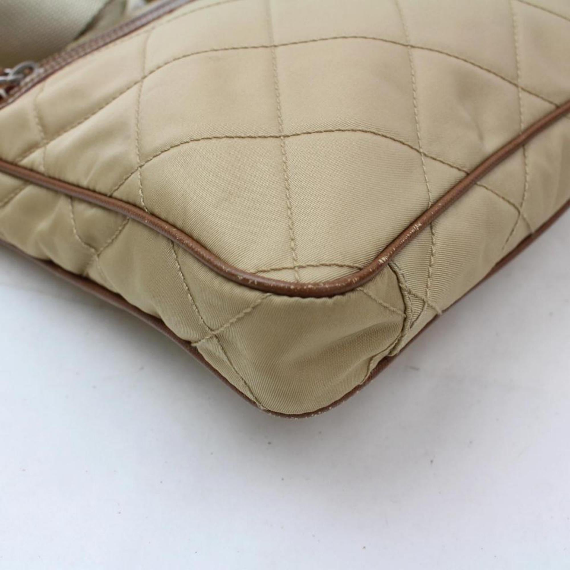 Prada Quilted Tessuto Messenger 868455 Beige Nylon Cross Body Bag For Sale 8