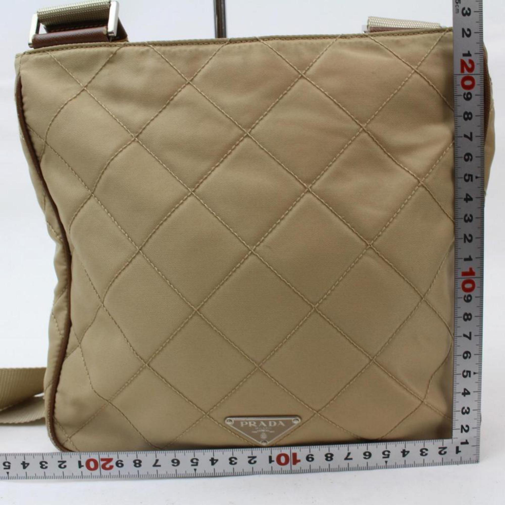 Prada Quilted Tessuto Messenger 868455 Beige Nylon Cross Body Bag For Sale 2
