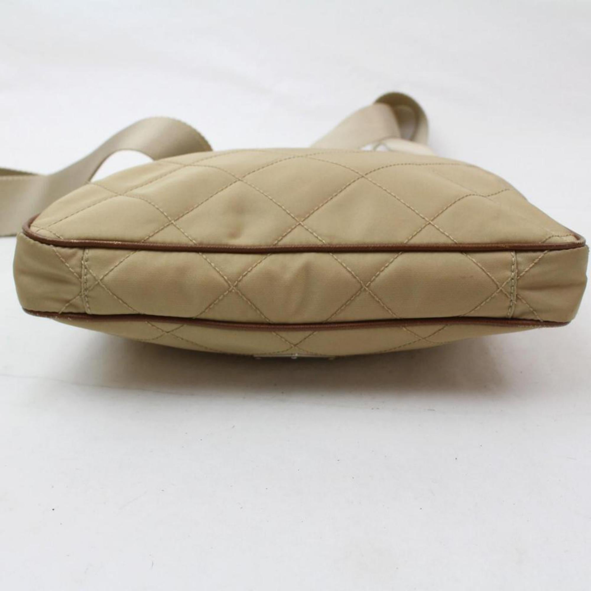 Prada Quilted Tessuto Messenger 868455 Beige Nylon Cross Body Bag For Sale 3