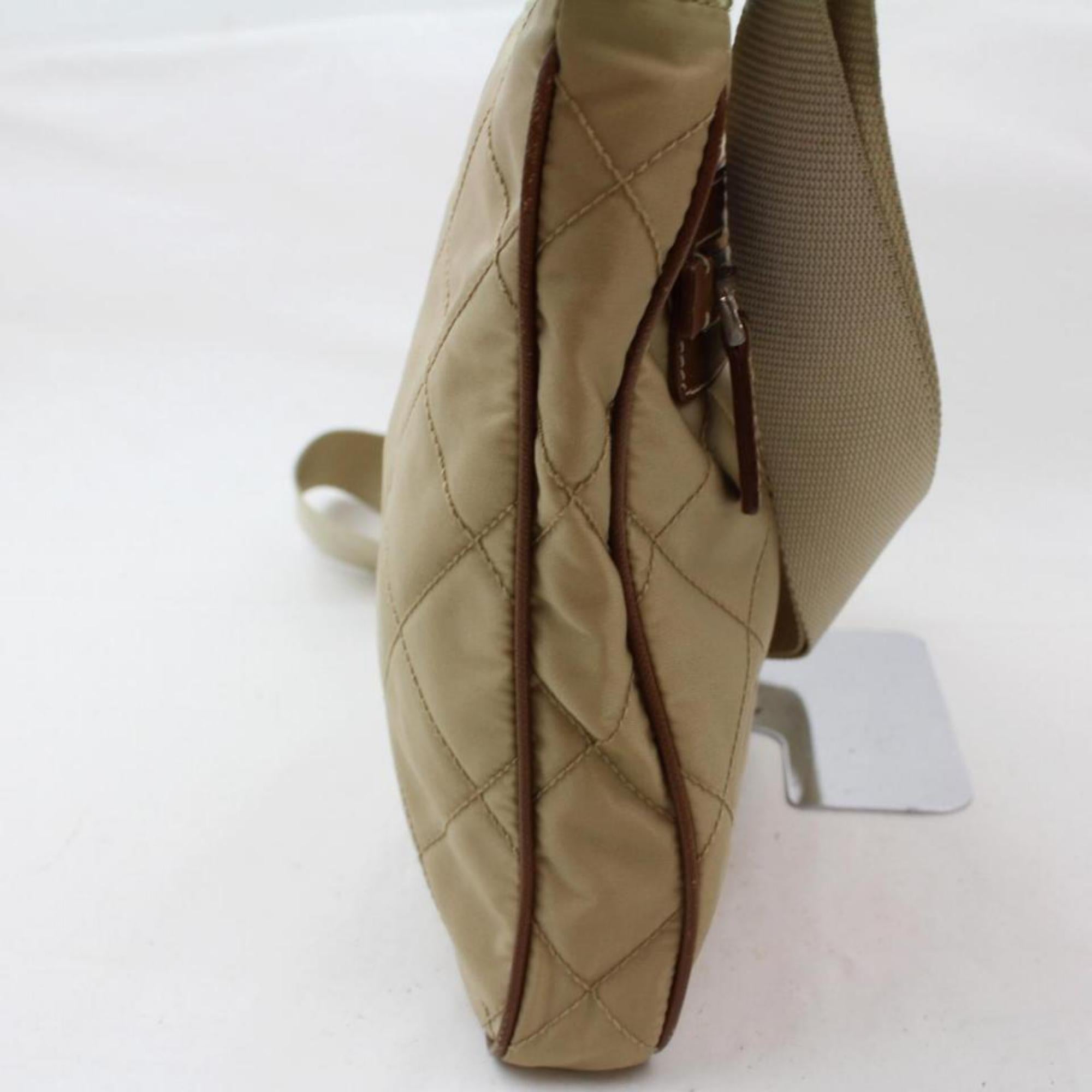 Prada Quilted Tessuto Messenger 868455 Beige Nylon Cross Body Bag For Sale 4