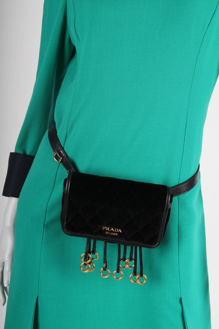 Prada Quilted Velvet Belt Bag / Crossbody Chain black at 1stDibs prada quilted belt bag
