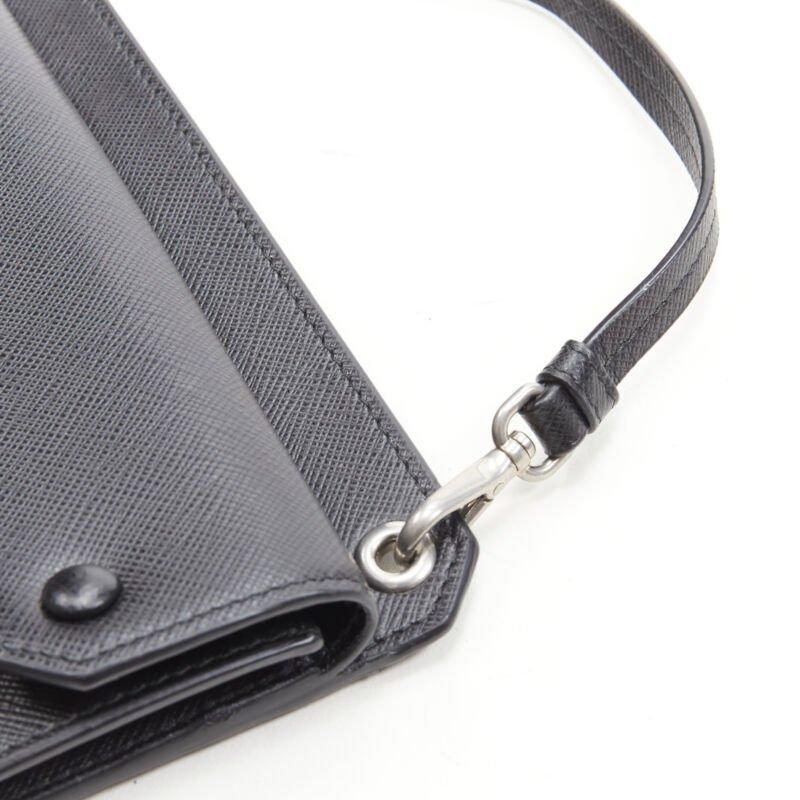 PRADA Racing Graphic Logo black saffiano flap front pocket flat top handle bag For Sale 2