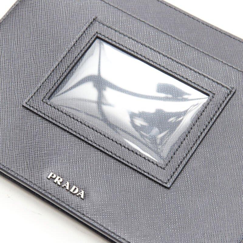 PRADA Racing Graphic Logo black saffiano flap front pocket flat top handle bag For Sale 3