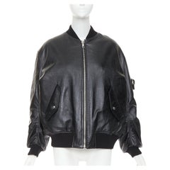 PRADA  Raf Simons 2021 Runway lambskin leather pouch oversized bomber jacket