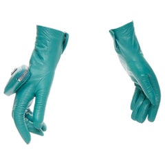 PRADA Raf Simons 2021 Runway lambskin leather triangle pouch short gloves Sz7