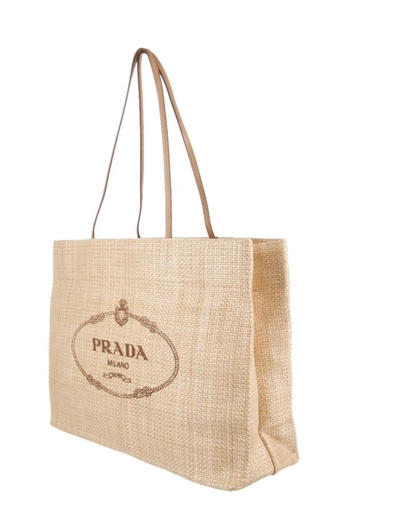 Prada Raffia Tote For Sale at 1stDibs
