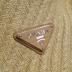 Prada Raffia Woven Jute & Gold Python-Trimmed Shoulder Bag