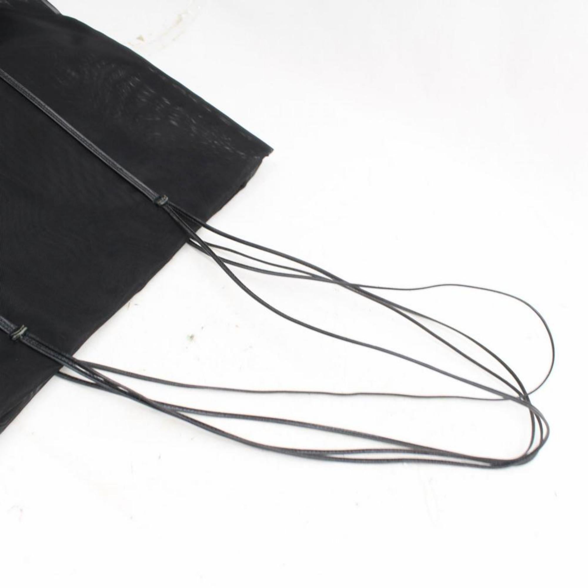 Women's Prada Rare Vintage Mesh Tote with Pouch 868785 Black Nylon Shoulder Bag For Sale