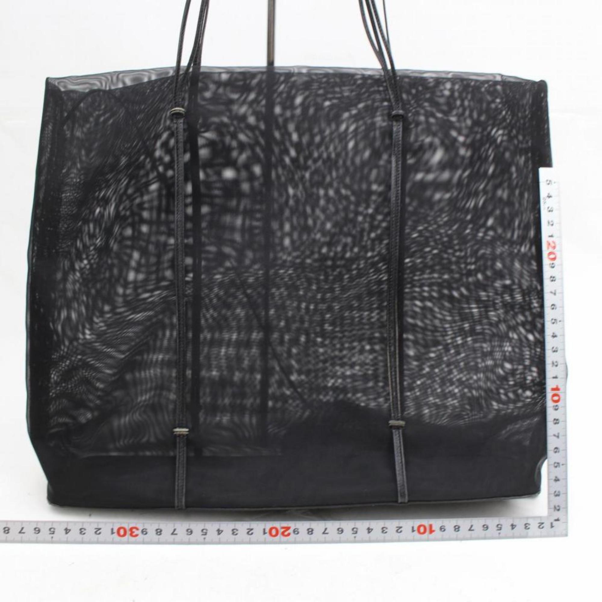 Prada Rare Vintage Mesh Tote with Pouch 868785 Black Nylon Shoulder Bag For Sale 1