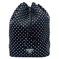 Prada Raso Black Crystal Satin Drawstring Pouch Bucket Bag, Italy c. 2020
