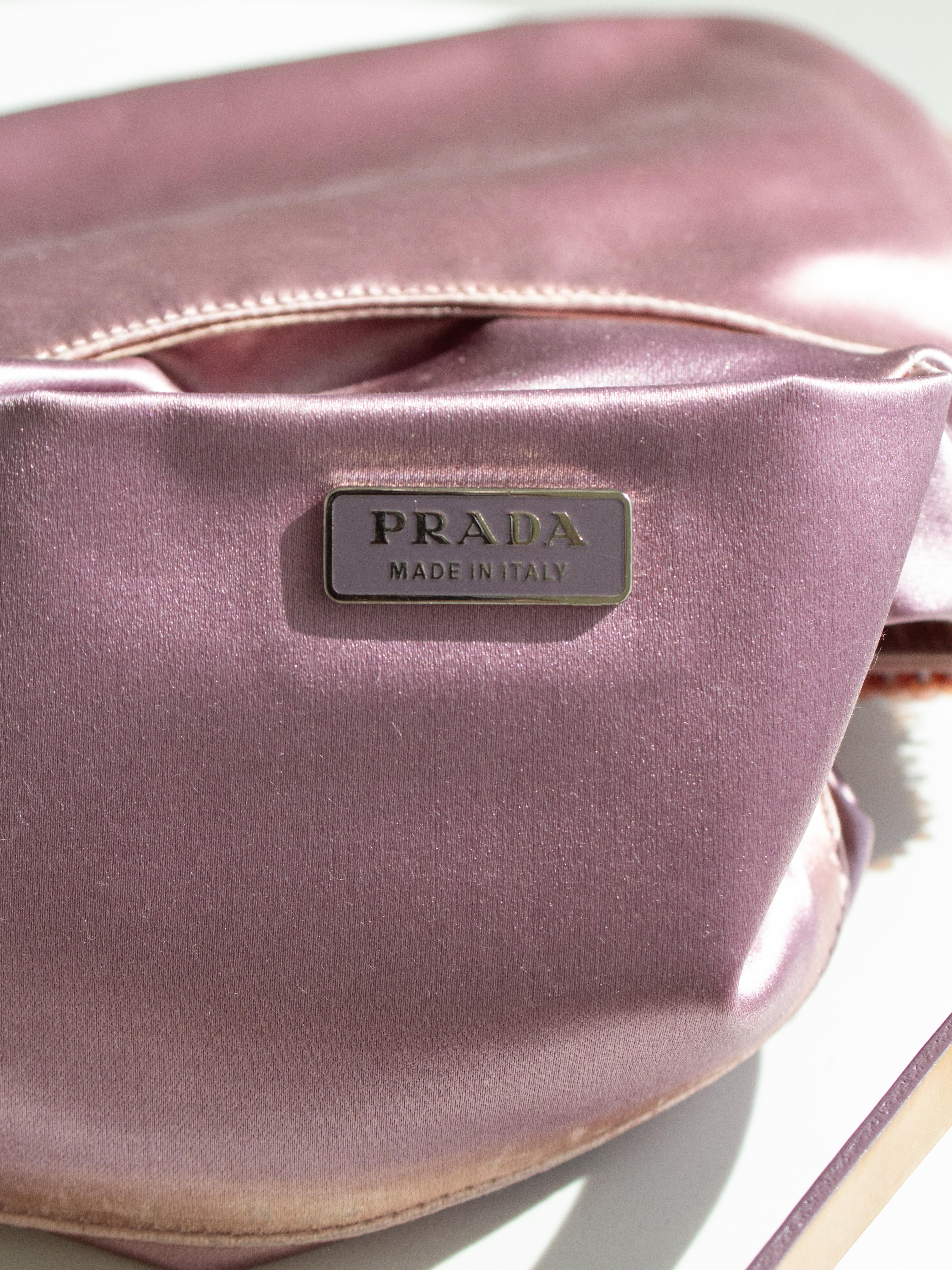 Prada Raso Vintage Sequin Embellished Petals Mauve Pink Shoulder Bag For Sale 10