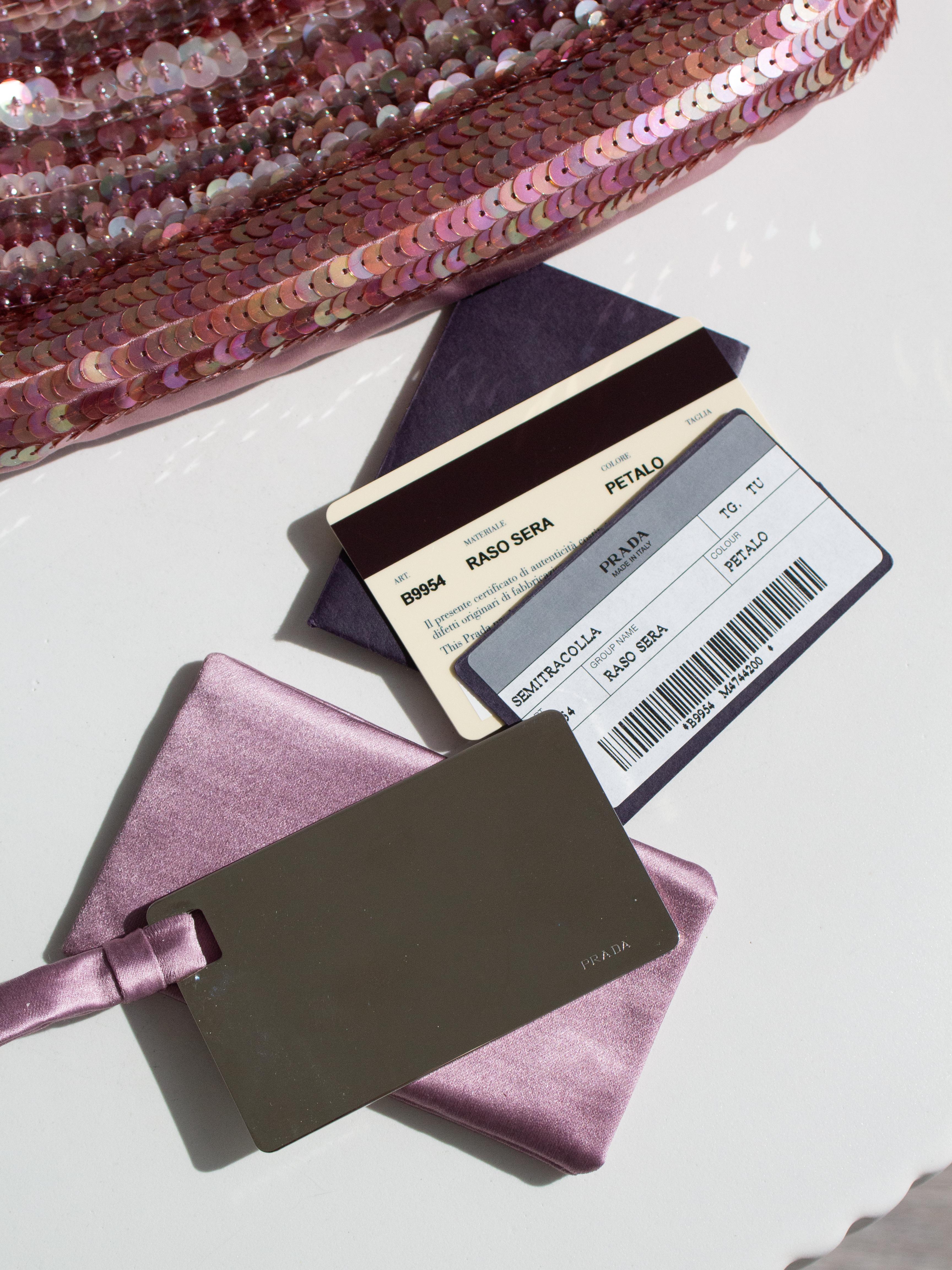 Purple Prada Raso Vintage Sequin Embellished Petals Mauve Pink Shoulder Bag For Sale
