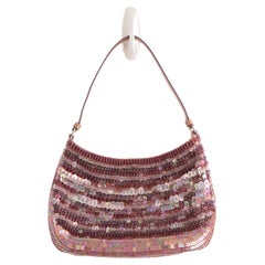 Prada Raso Vintage Sequin Embellished Petals Mauve Pink Shoulder Bag