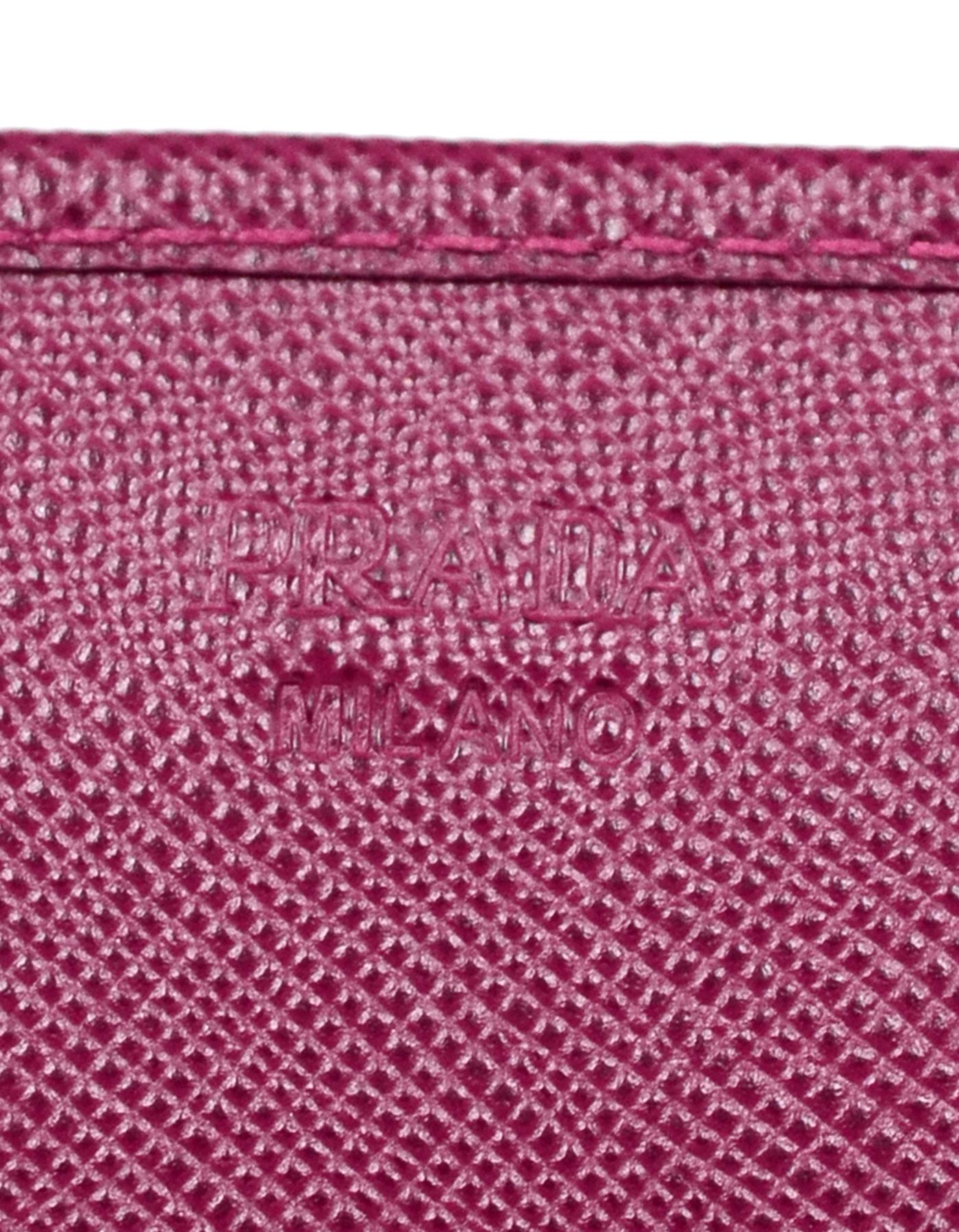 Prada Raspberry Saffiano Metal Oro Chain Wallet Crossbody Bag rt $875 5