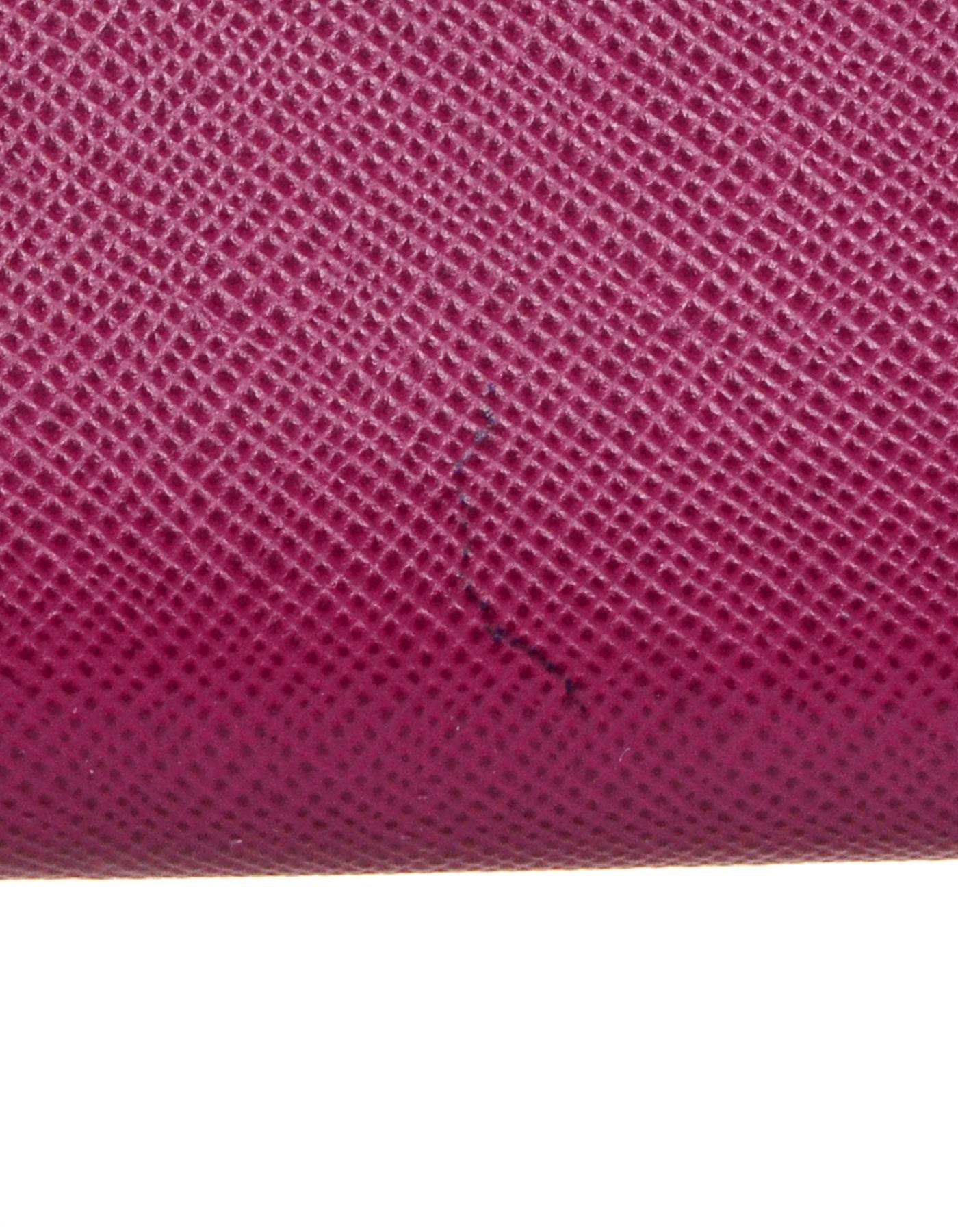 Prada Raspberry Saffiano Metal Oro Chain Wallet Crossbody Bag rt $875 3