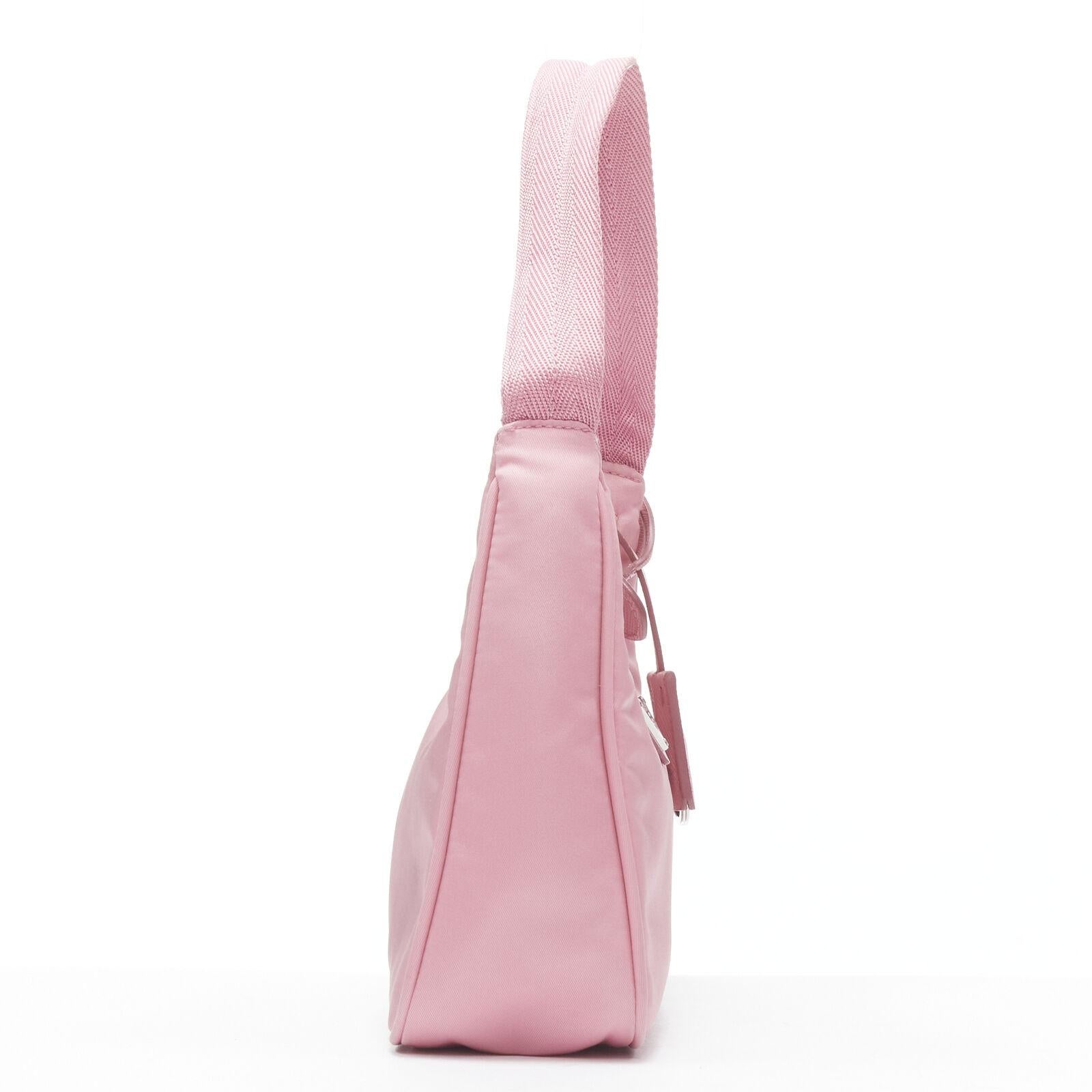 PRADA Re Edition 200 pink Tessuto Nylon saffiano trim underarm bag 6