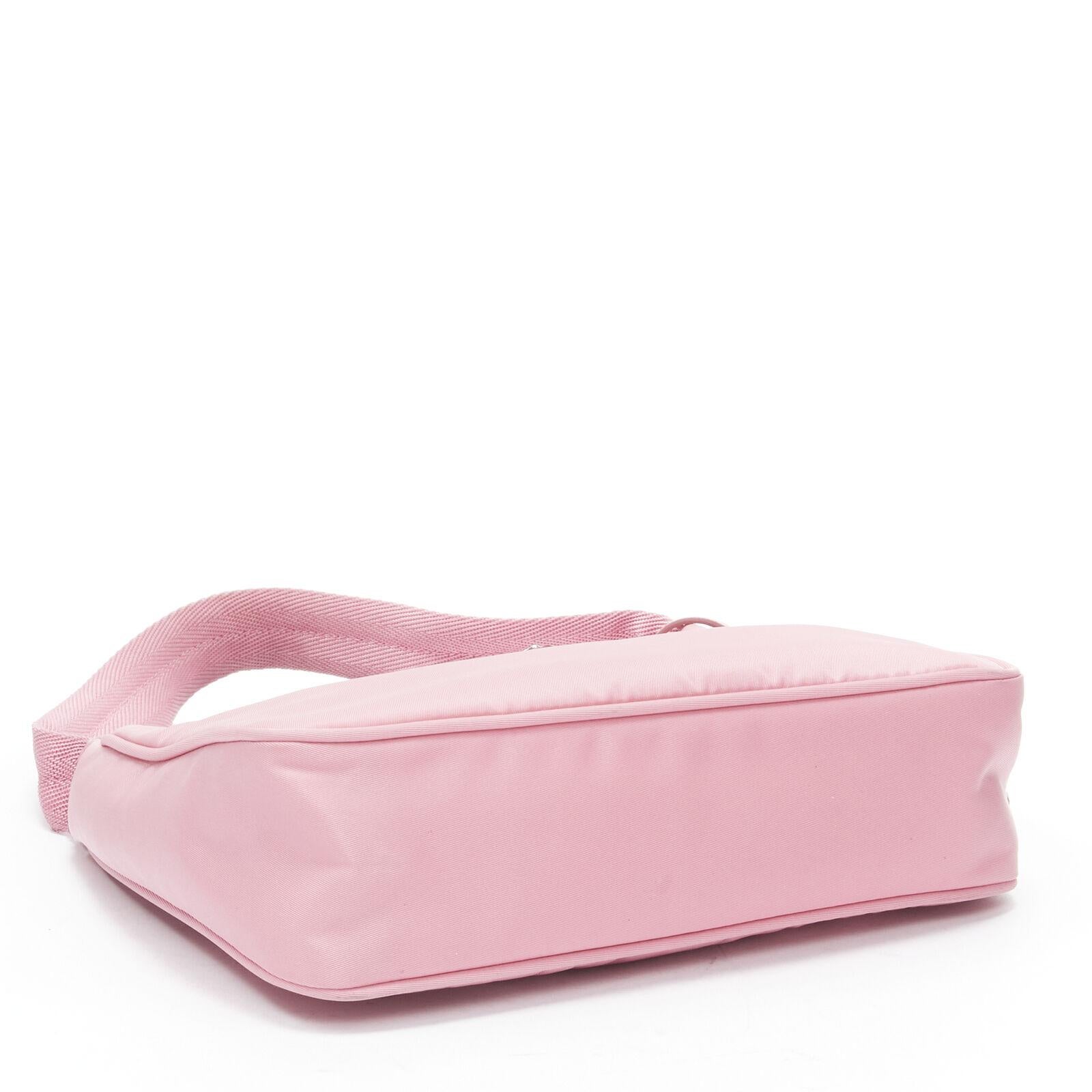 PRADA Re Edition 200 pink Tessuto Nylon saffiano trim underarm bag 8