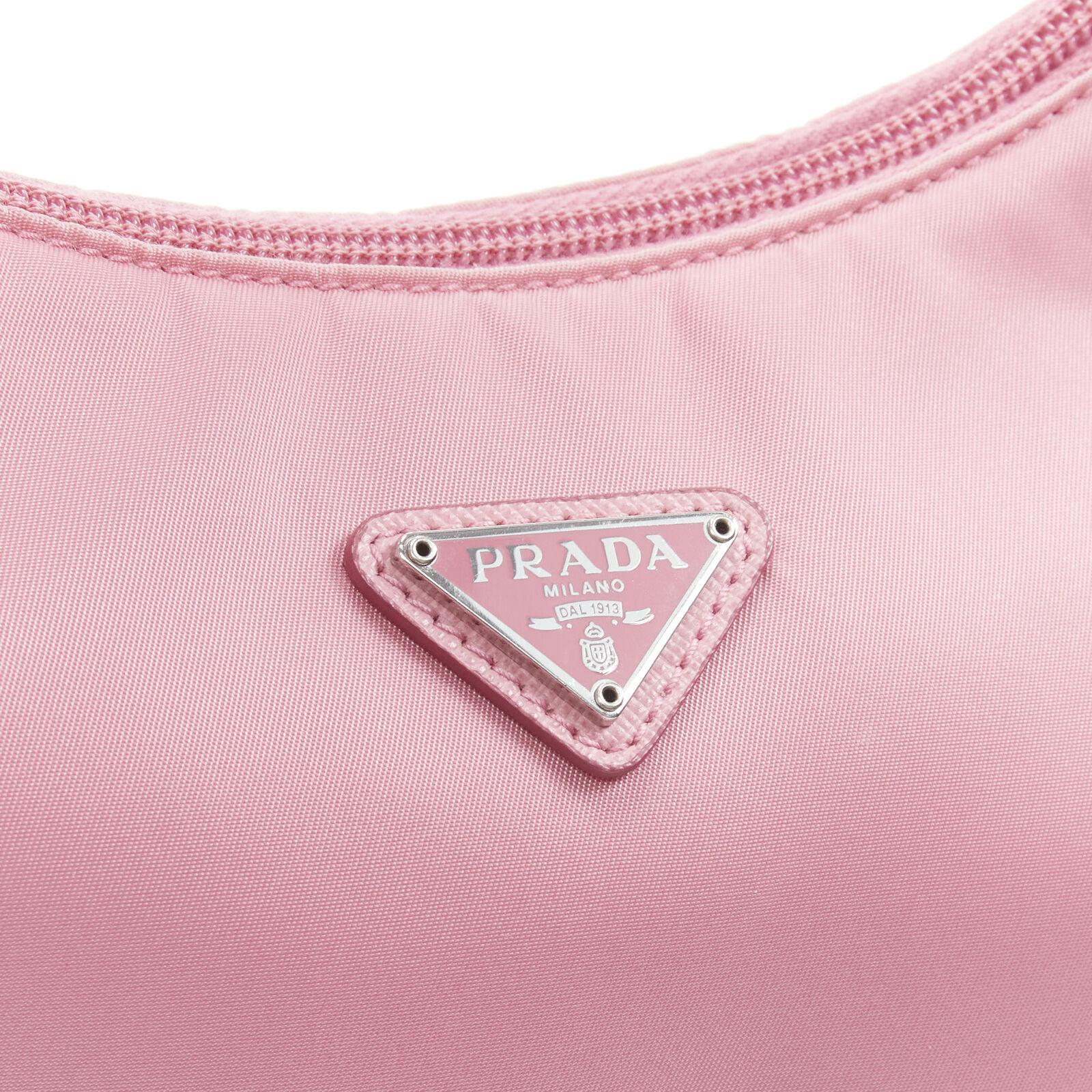 PRADA Re Edition 200 pink Tessuto Nylon saffiano trim underarm bag 9