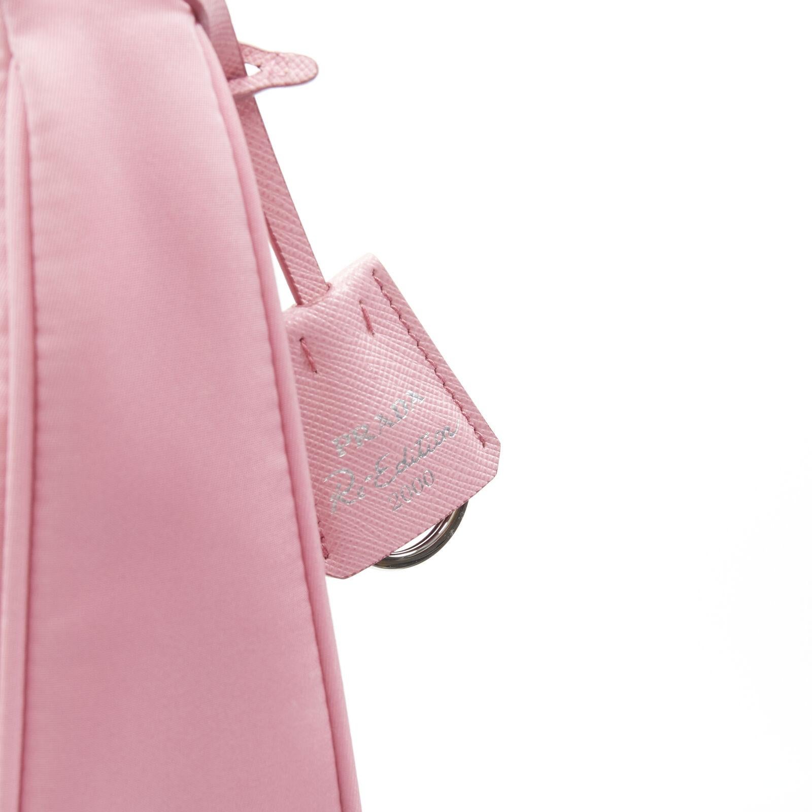 PRADA Re Edition 200 pink Tessuto Nylon saffiano trim underarm bag 10