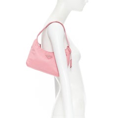 PRADA Re Edition 200 pink Tessuto Nylon saffiano trim underarm bag
