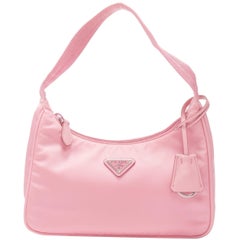 PRADA Re Edition 200 pink Tessuto Nylon saffiano trim underarm bag