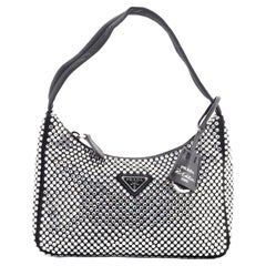 Prada Re-Edition 2000 Hobo Crystal Embellished Satin Mini