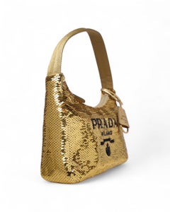 Prada Re-Edition 2000 Paillettes Logo Oro