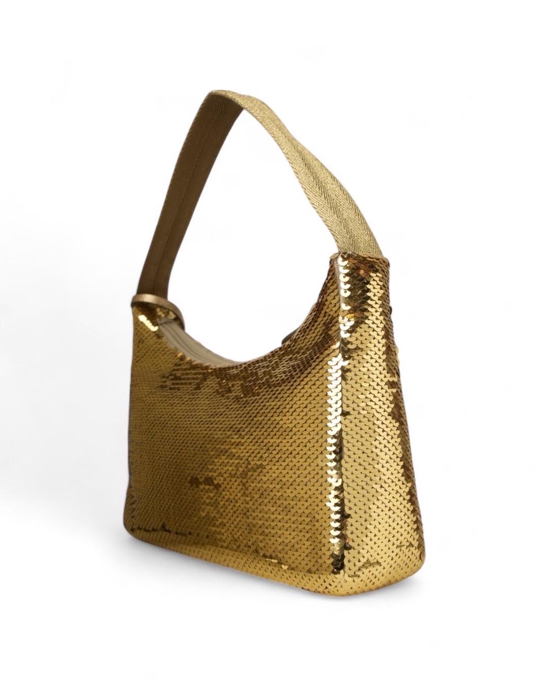 Prada Re-Edition 2000 Paillettes Logo Oro Pour femmes en vente