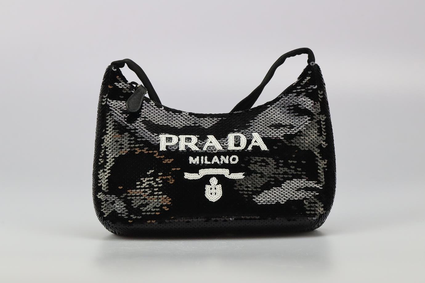 Prada Re-edition 2000 Sequined Nylon Shoulder Bag In Excellent Condition In London, GB