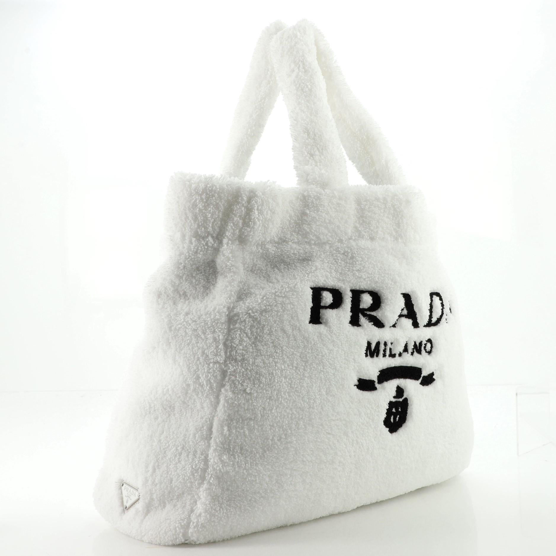 Gray Prada Re-Edition 2000 Tote Terry Cloth Large