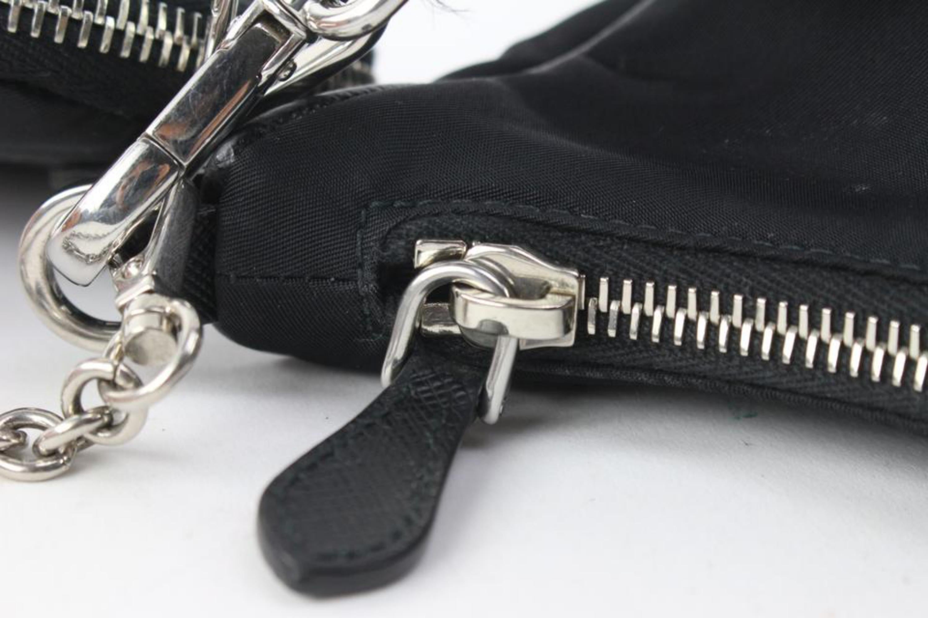 Prada Re-edition 2005 Black Tessuto x Saffiano Small Chain Hobo 1221p13 8